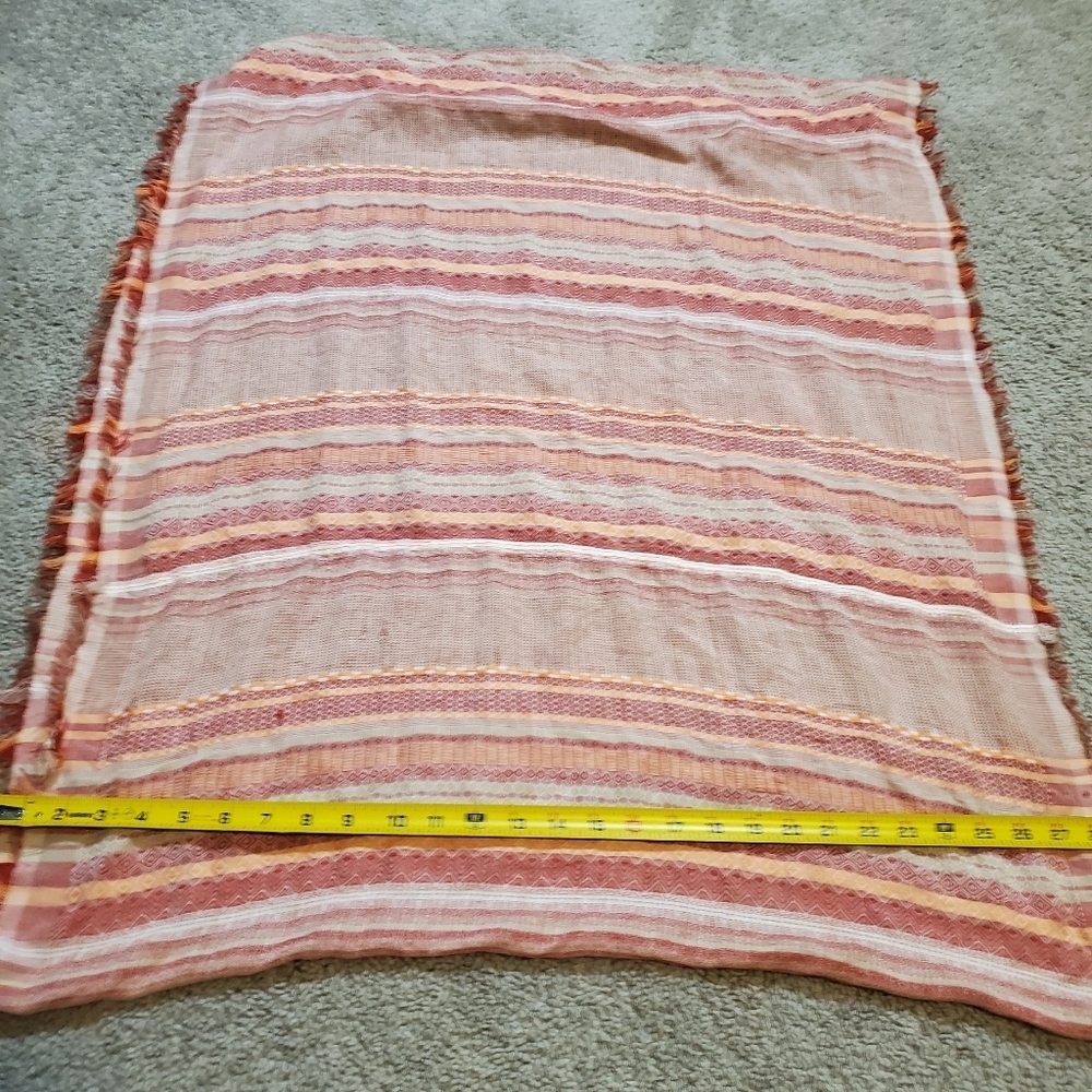 Infinity Patterned Red and Orange Striped Scarf - Picture 8 of 11